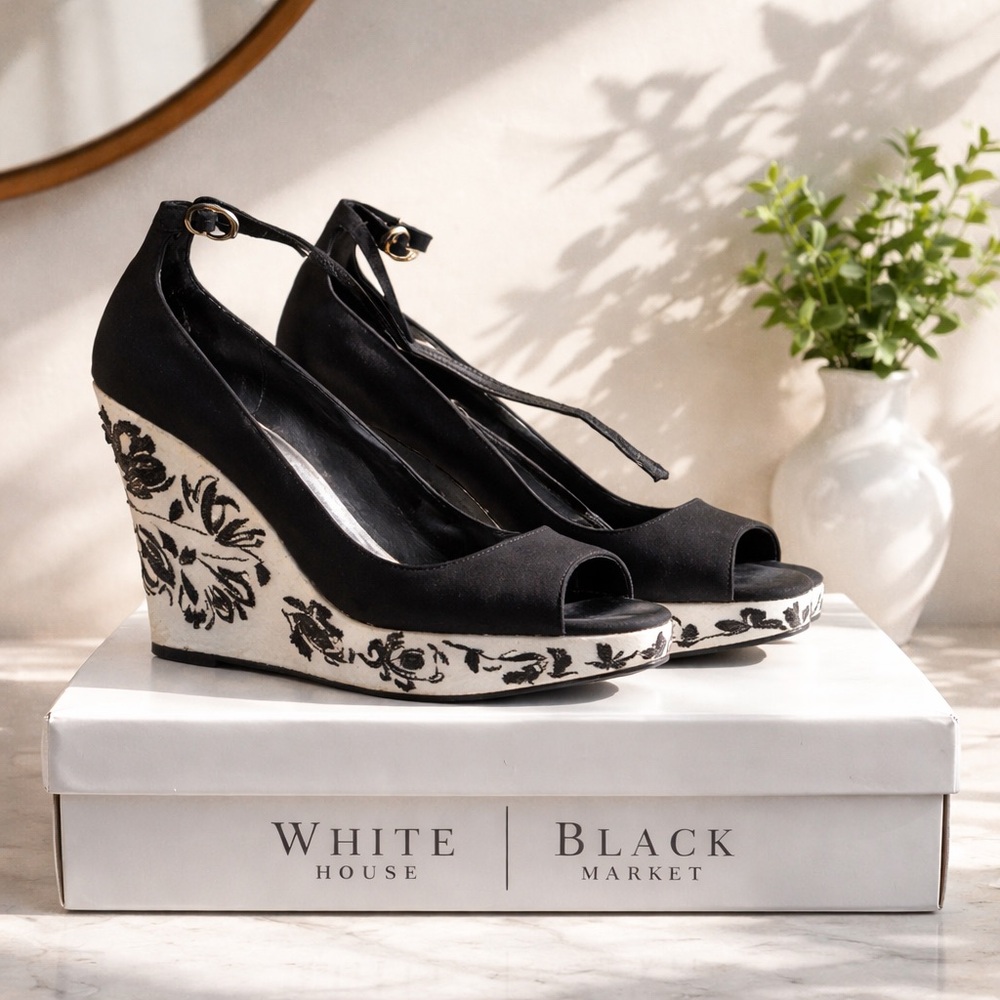 White House black market Barbara heels sandal wedge size 9
